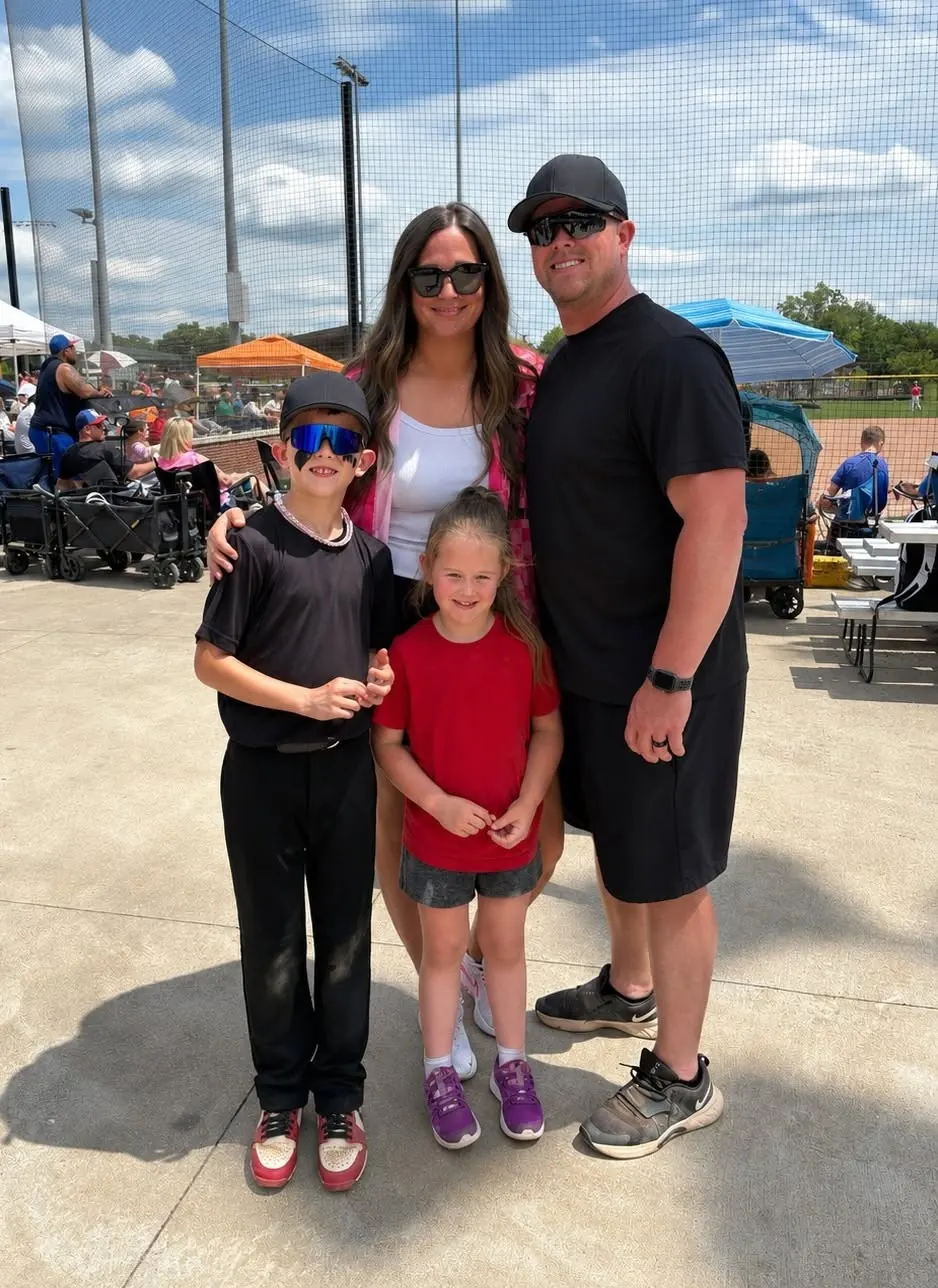 Mat Turner with his wife Molly and children Braxton and Taylor — B3 Elite travel baseball coach in Mt. Washington, KY